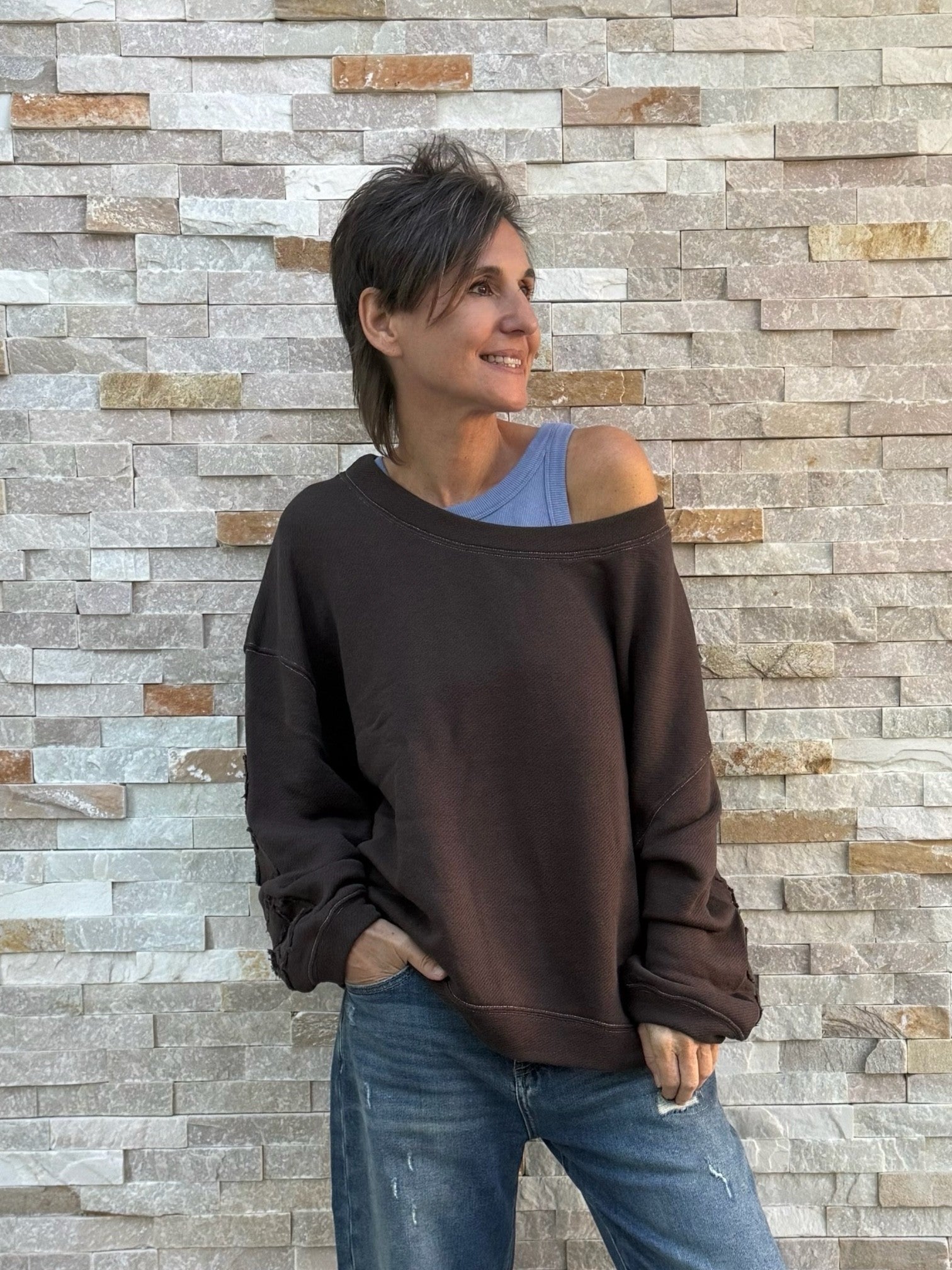 Oversized Sweatshirt SKY VOYAGING in Espresso