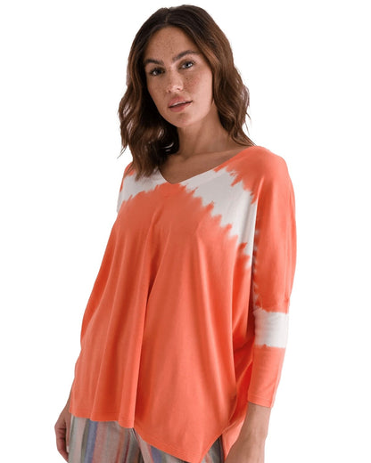 T-Shirt Chula mit 3/4 Arm in Batik Orange