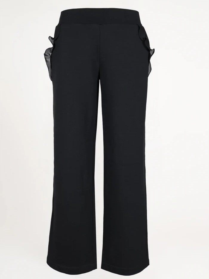 Jersey Hose VAL mit Volant in Schwarz