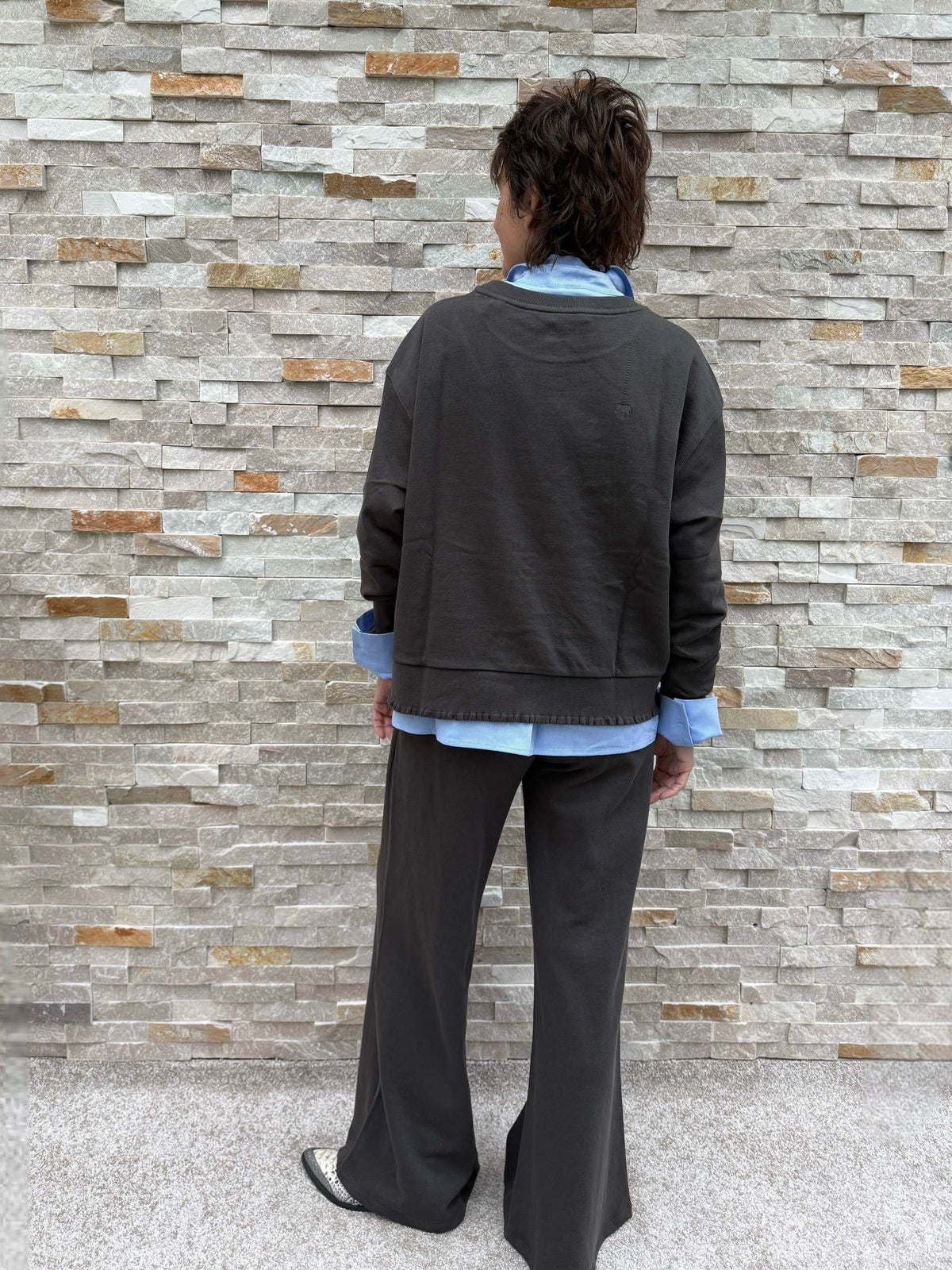 Sweat-Pants LELY mit weitem Bein in Dolphin
