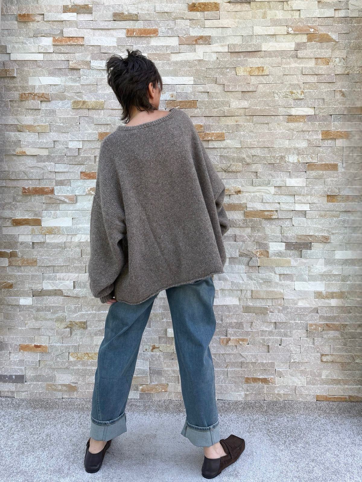 Kaschmir Pullover Amory Einheitsgröße in granito