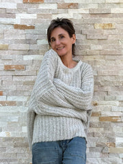 Oversize Strickpullover Moon in Hellgrau
