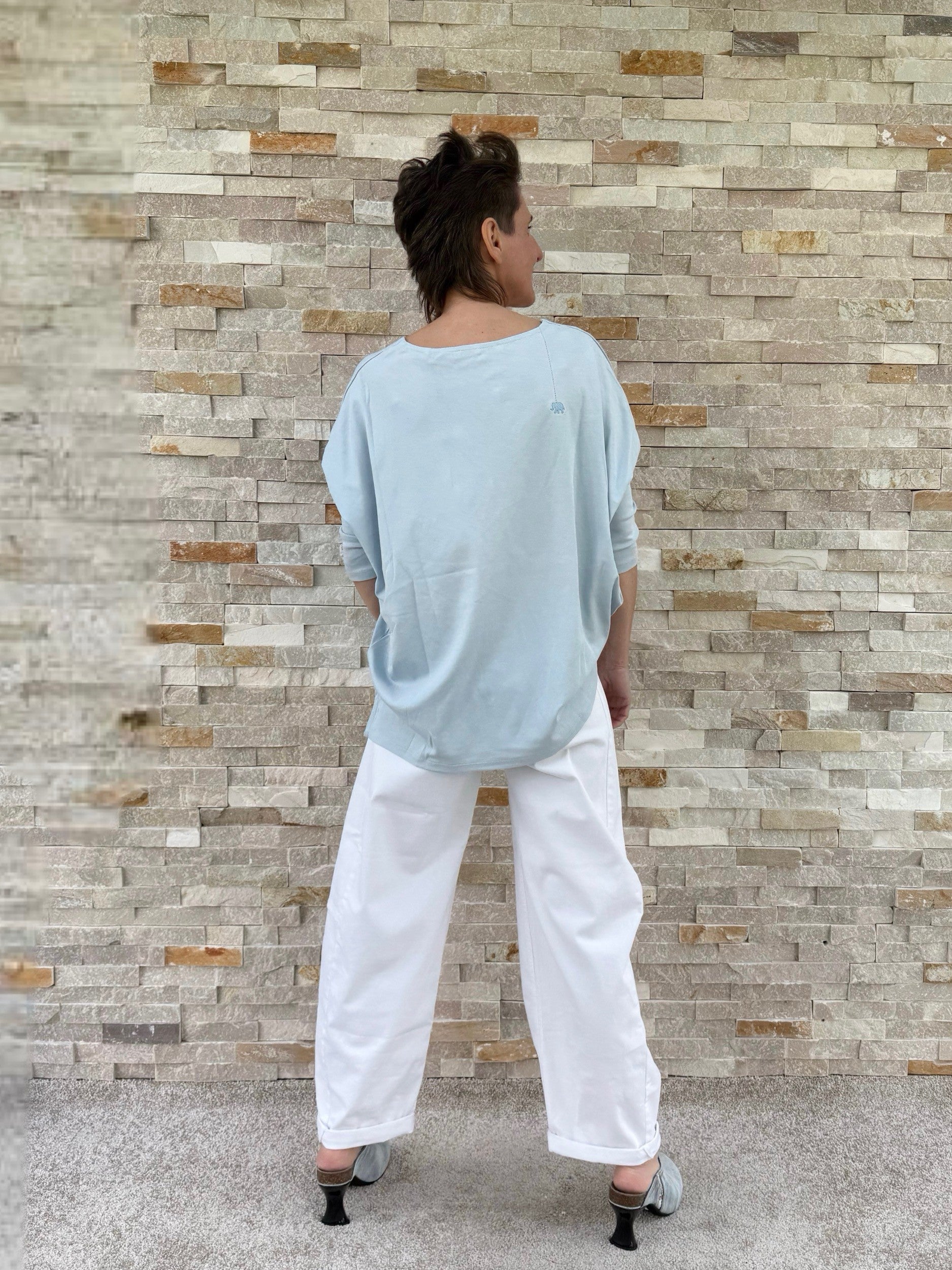 Boxy T-Shirt CHULA mit 3/4 Ärmel in Hellblau