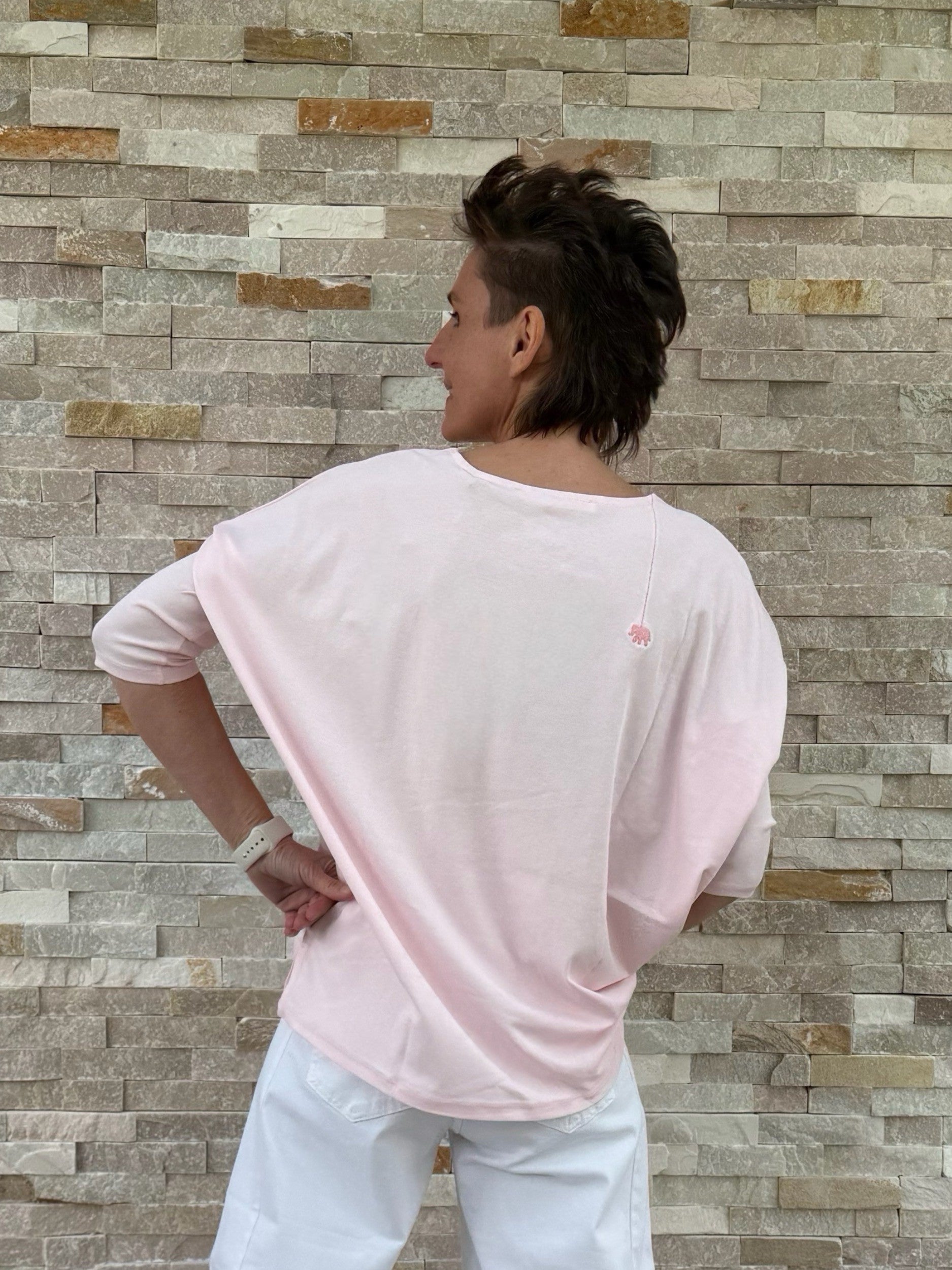 Boxy T-Shirt CHULA mit 3/4 Ärmel in Rosa