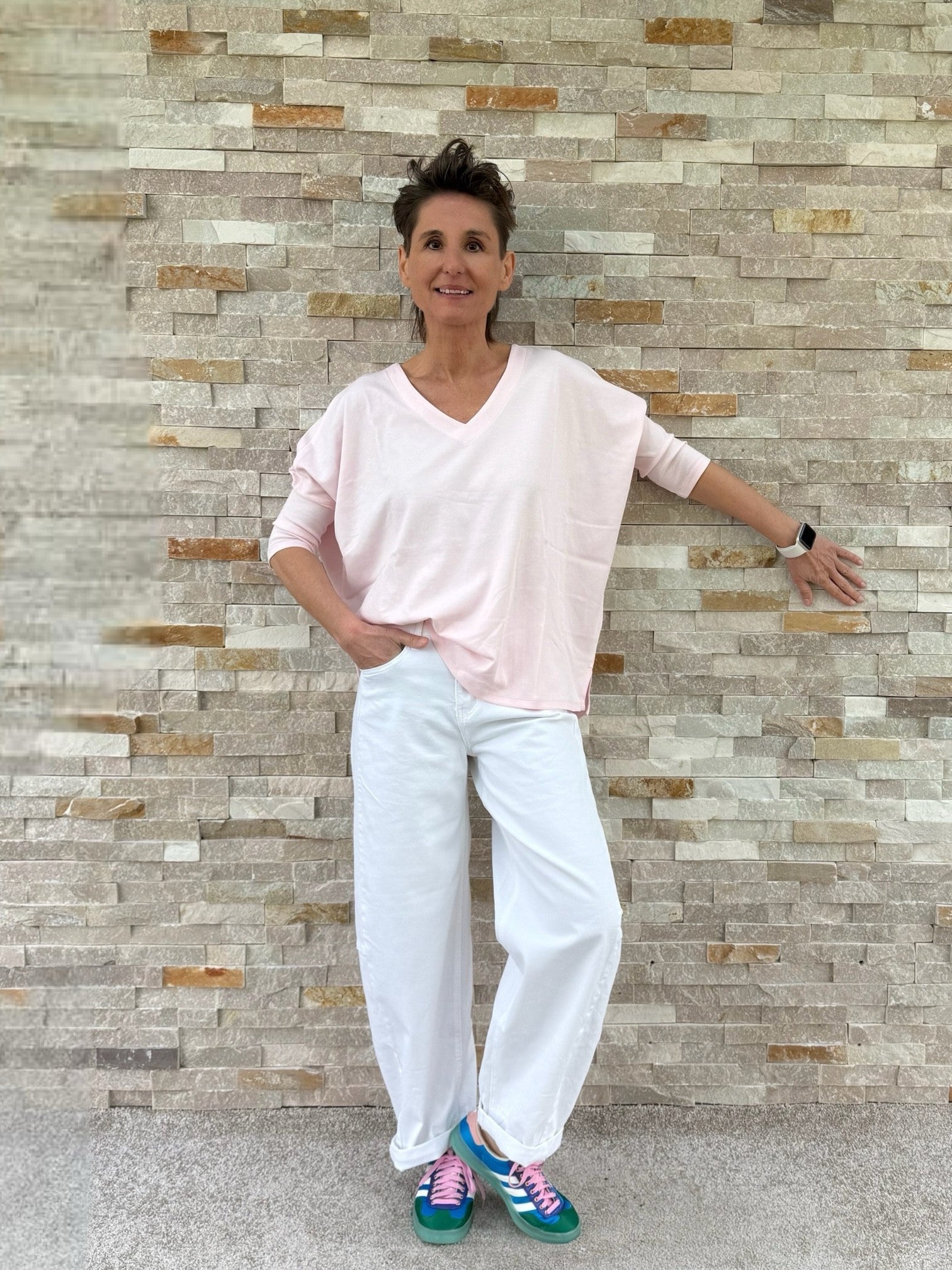 Boxy T-Shirt CHULA mit 3/4 Ärmel in Rosa