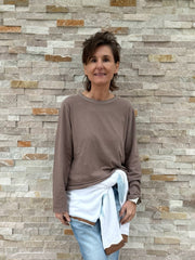 T-Shirt Maybell mit Langarm in Taupe