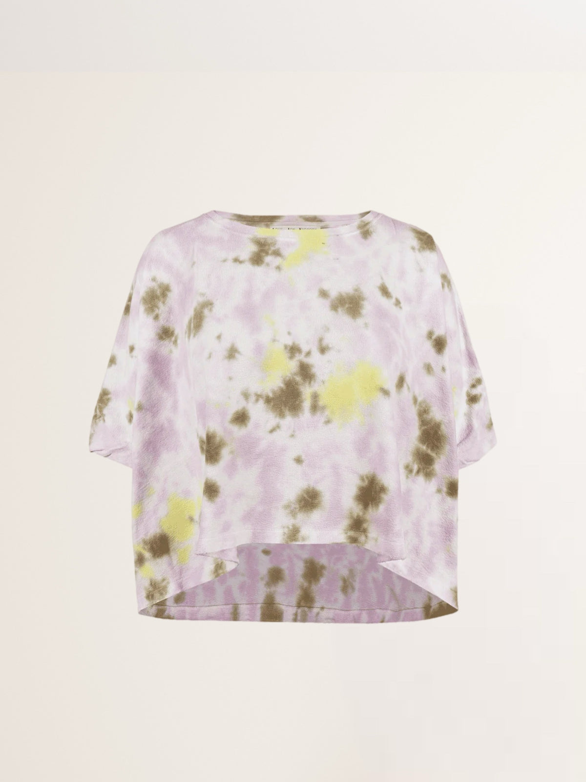 Cropped Sweatshirt Driva Tie & Dye / Batik in Rosa-Olive