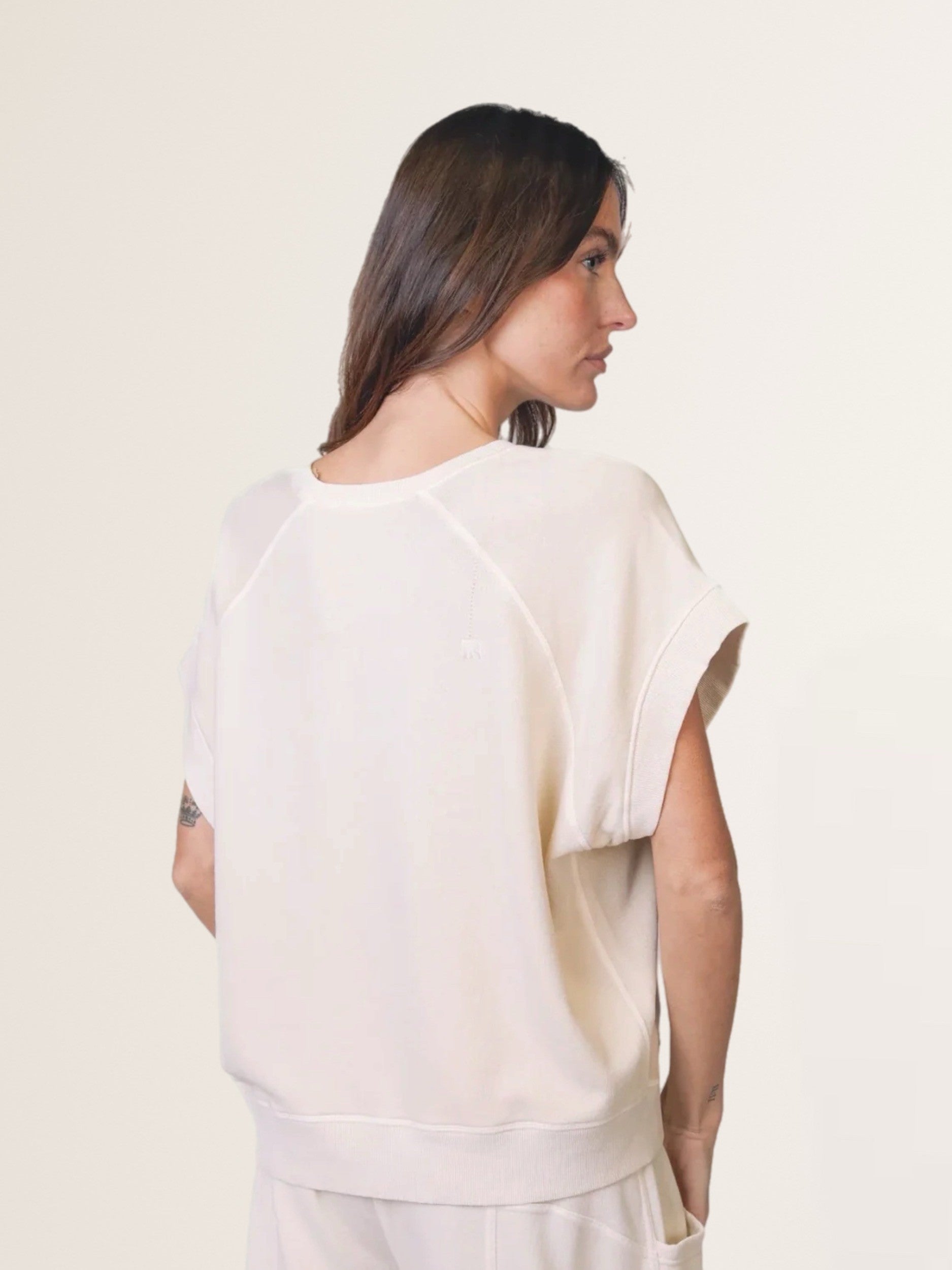Kurzarm Sweatshirt TORIA in Chalk