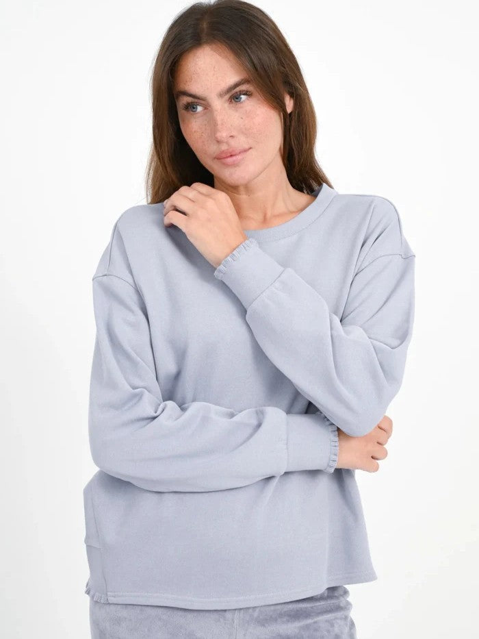 Sweatshirt ROSE mit Rüschen Details in Light Sky