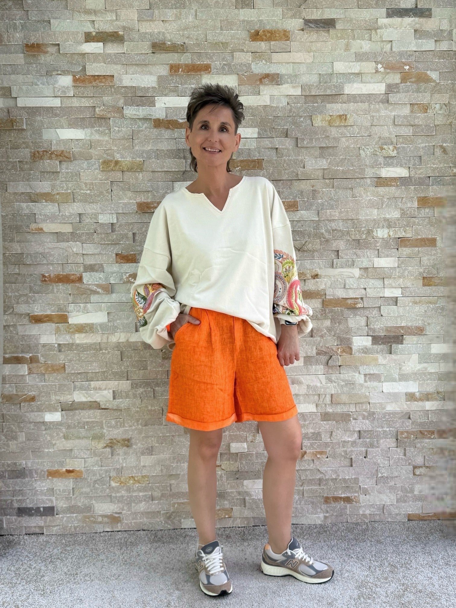 Tunika Sweatshirt Alamosa mit Stickerei in Chalk