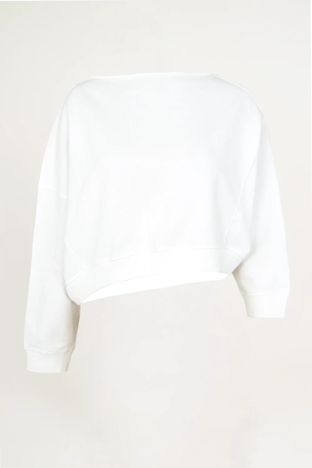 Cropped Sweatshirt MARTI mit asymmetrischem Ausschnitt in Weiss