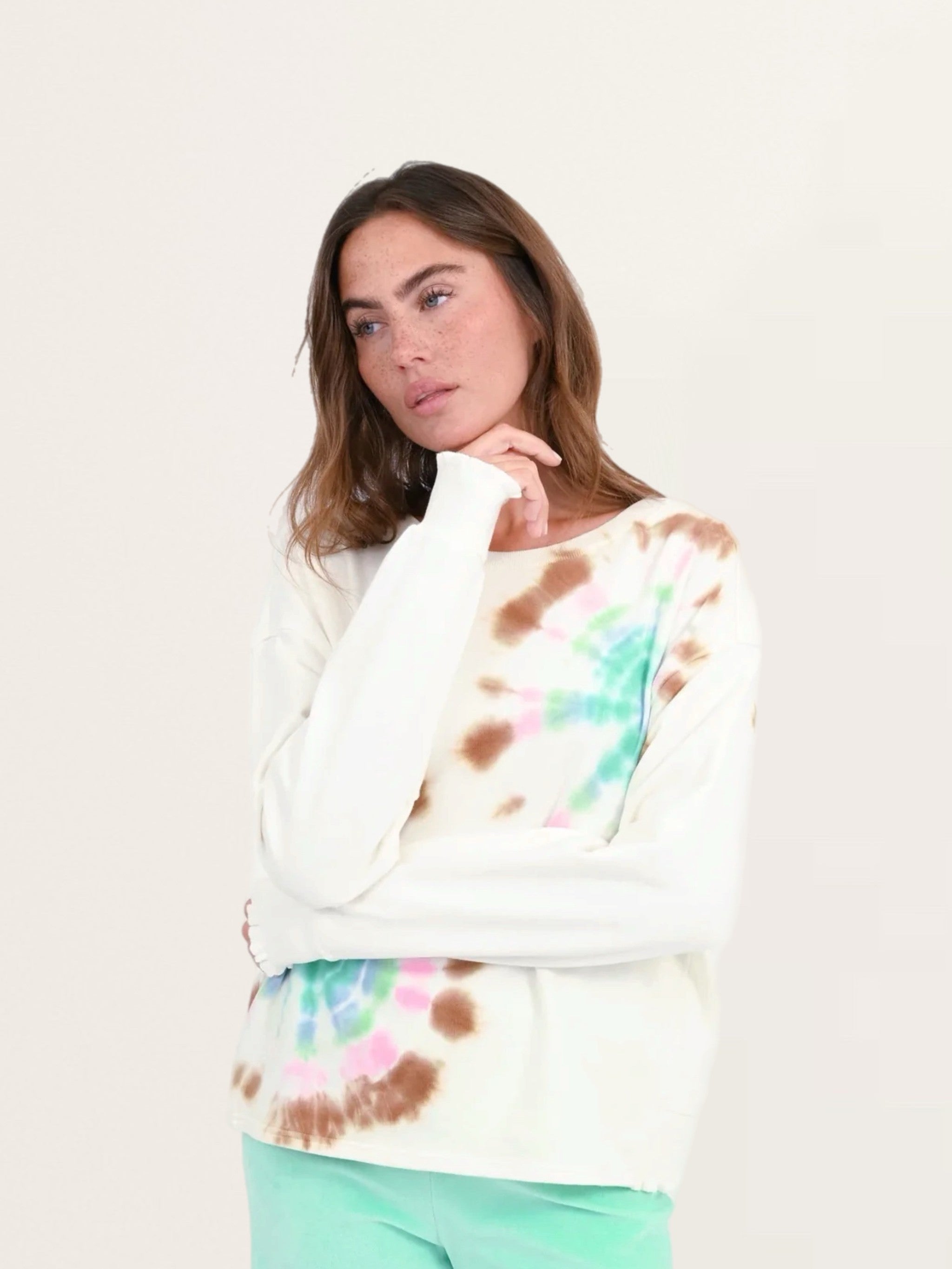 Sweatshirt ROSE mit Batik Muster