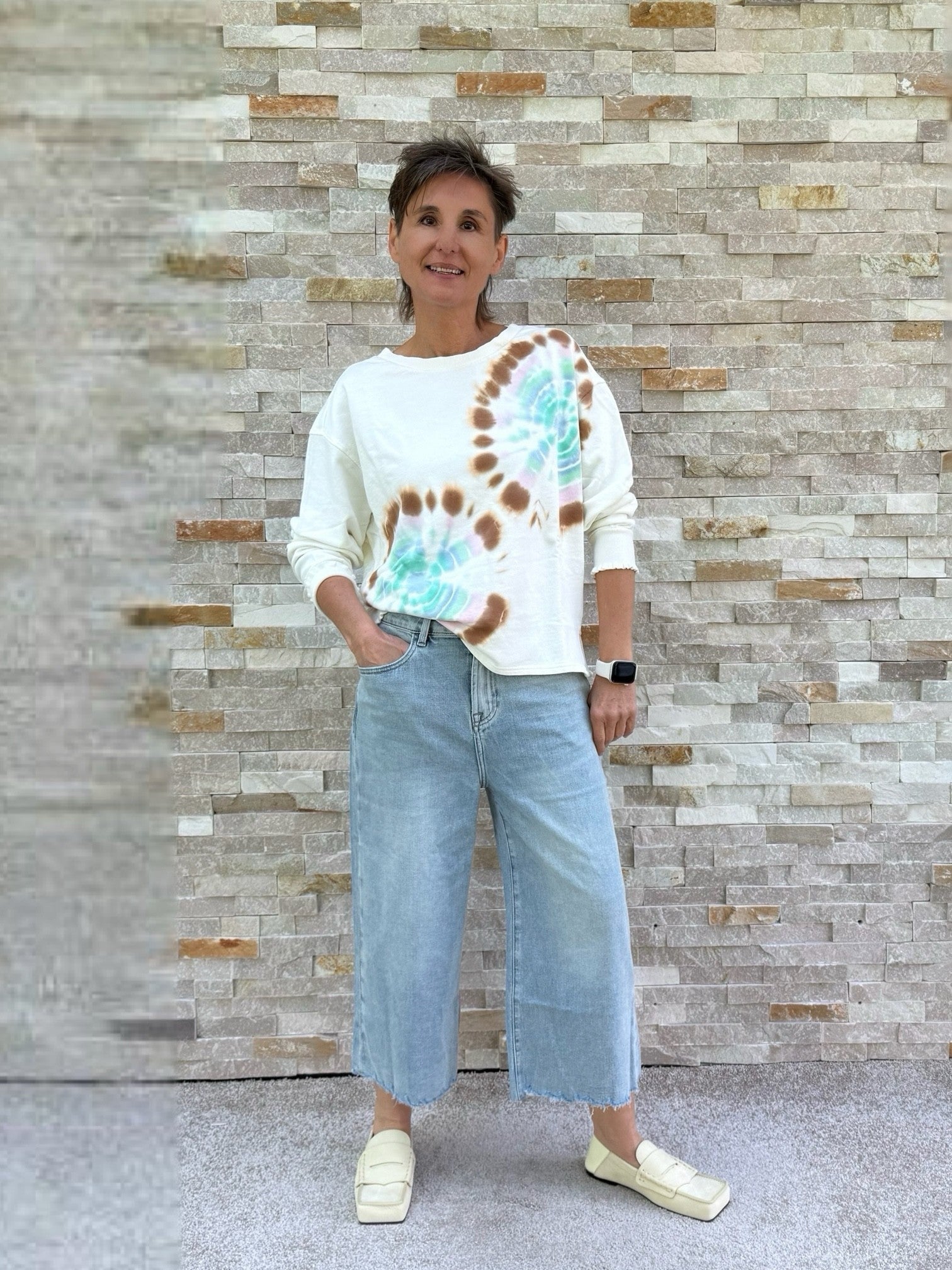 Sweatshirt ROSE mit Batik Muster