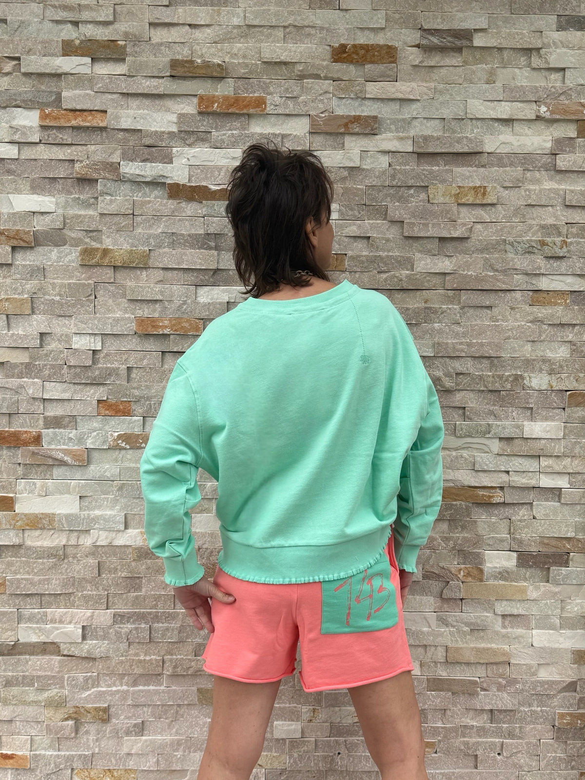 Sweatshirt ROSE mit Rüschendetails in Mintgrün