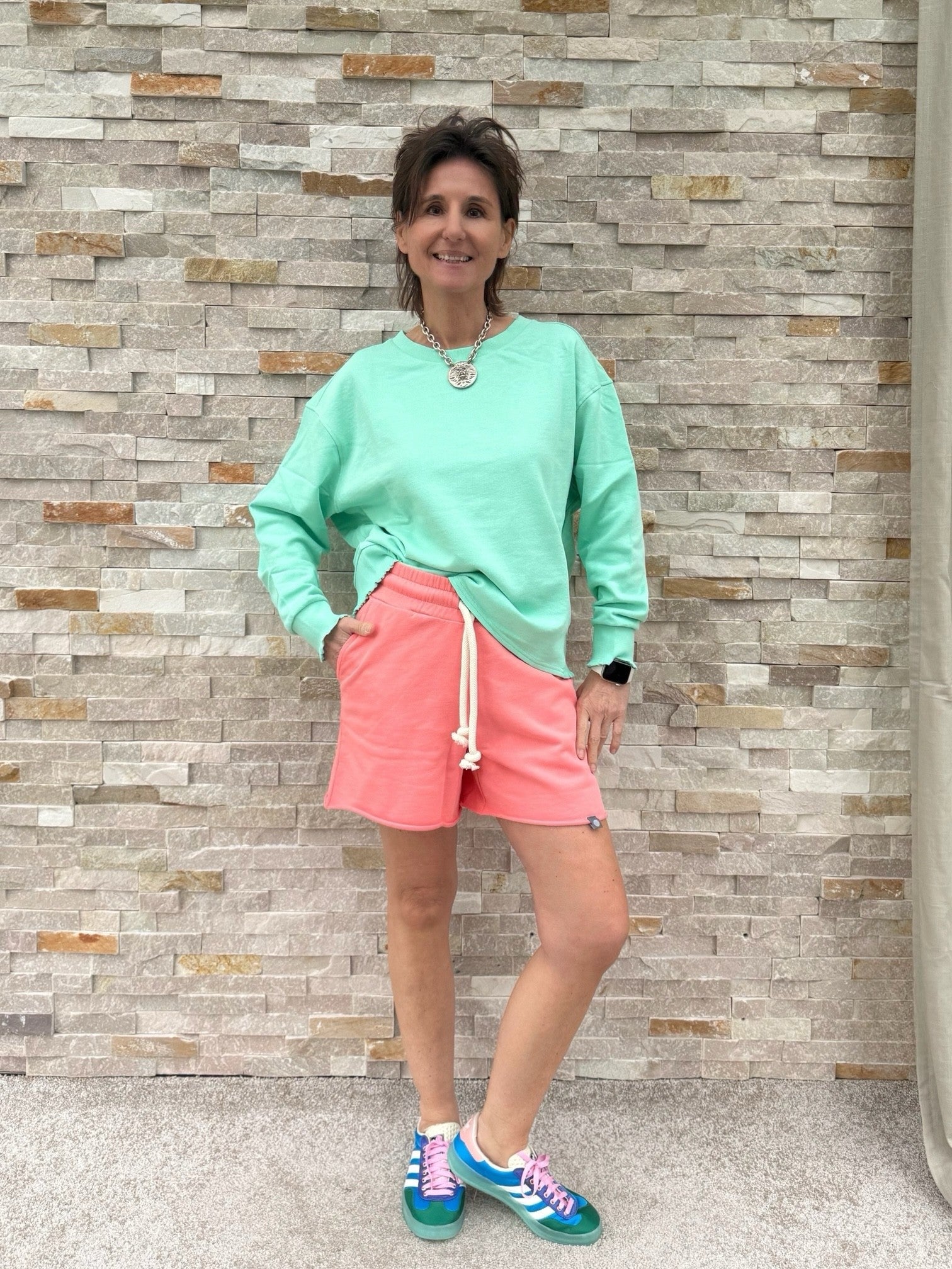 Sweatshirt ROSE mit Rüschendetails in Mintgrün