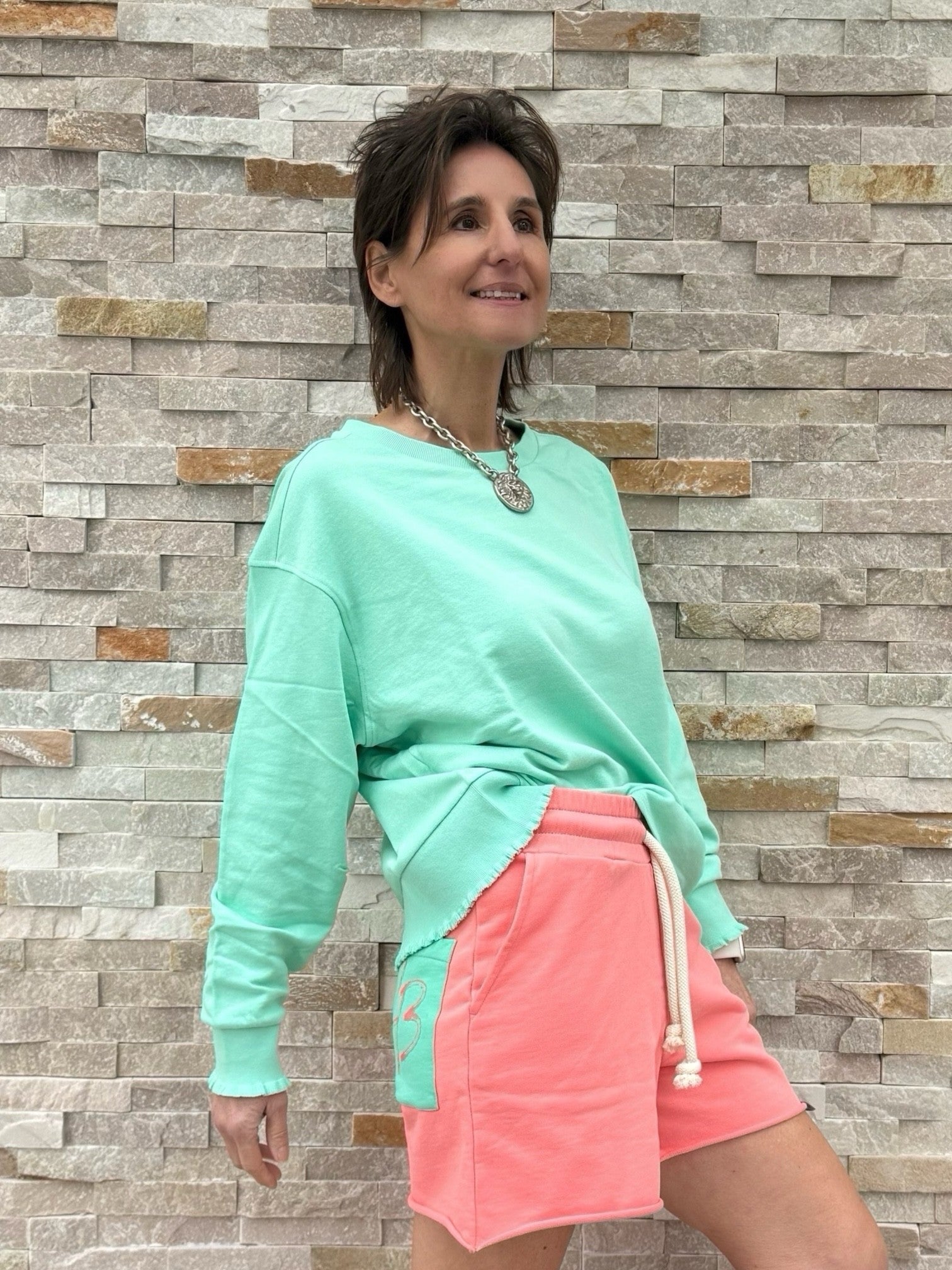 Sweatshirt ROSE mit Rüschendetails in Mintgrün