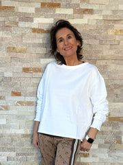 Sweatshirt ROSE mit Rüschendetails in Weiss