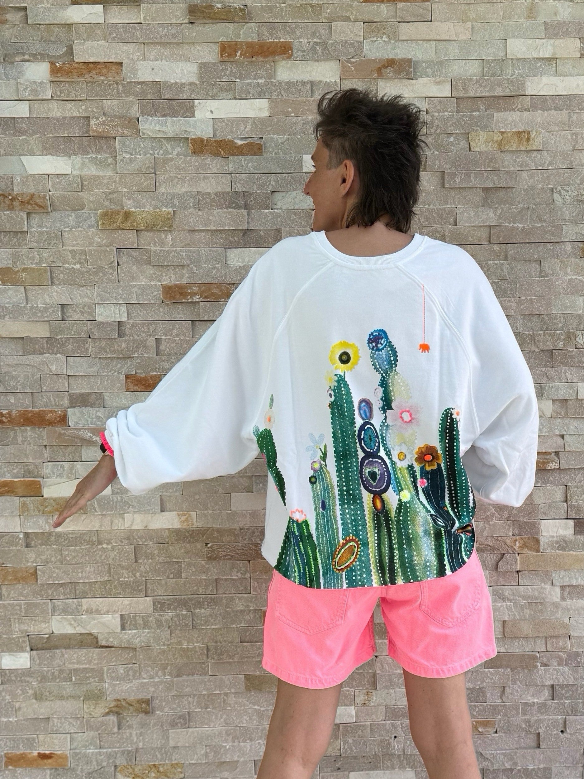 Sweatshirt Tulala mit Rückendruck in Weiß