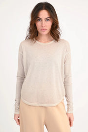 Langarm Lurex Shirt ALANIA mit Rundhals Caramel