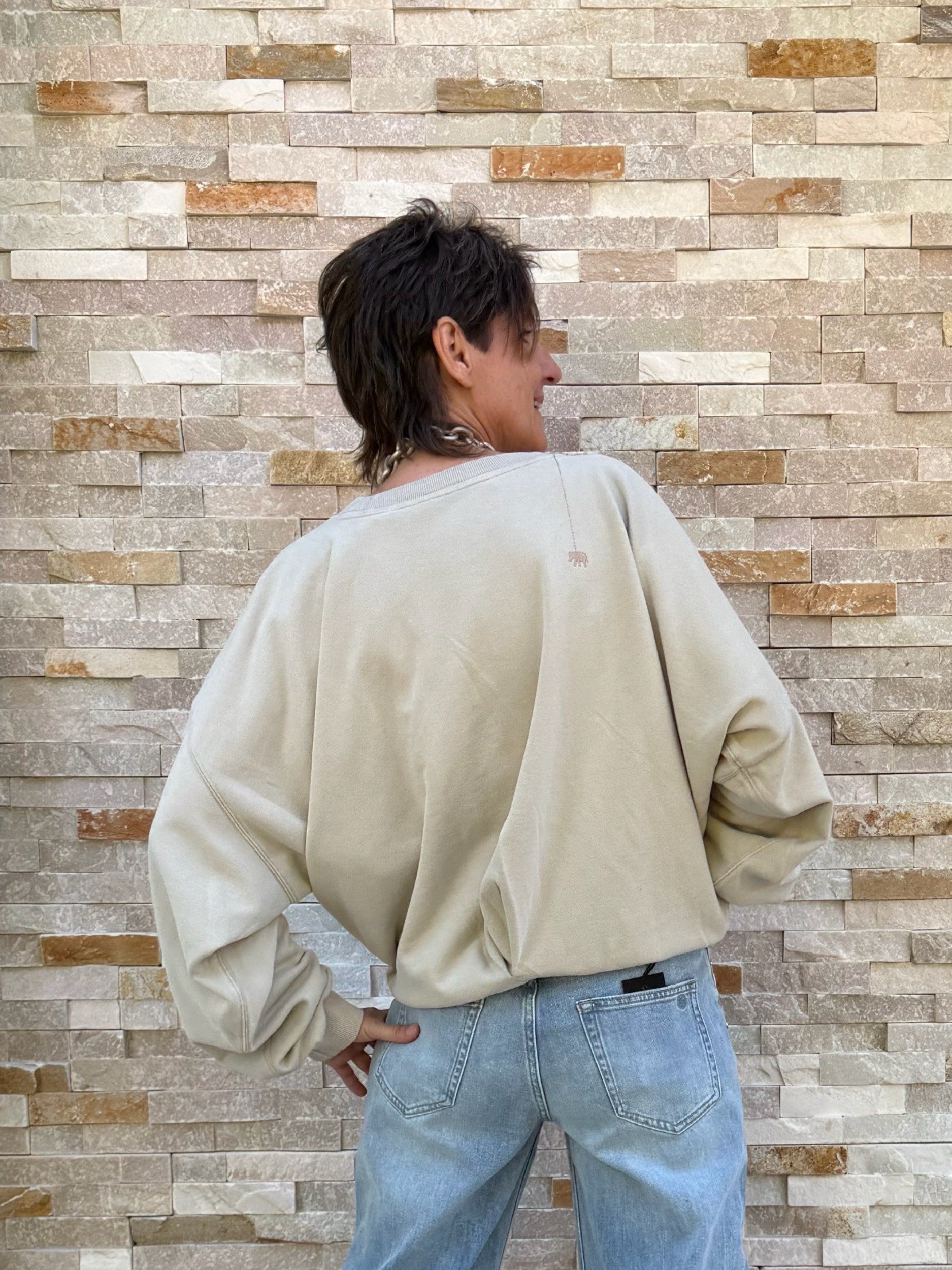 Sweatshirt BELLY mit Falte am Bund in Pussywillow Gray