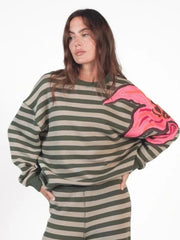 Oversized Sweatshirt HONI mit Streifen und Applikation