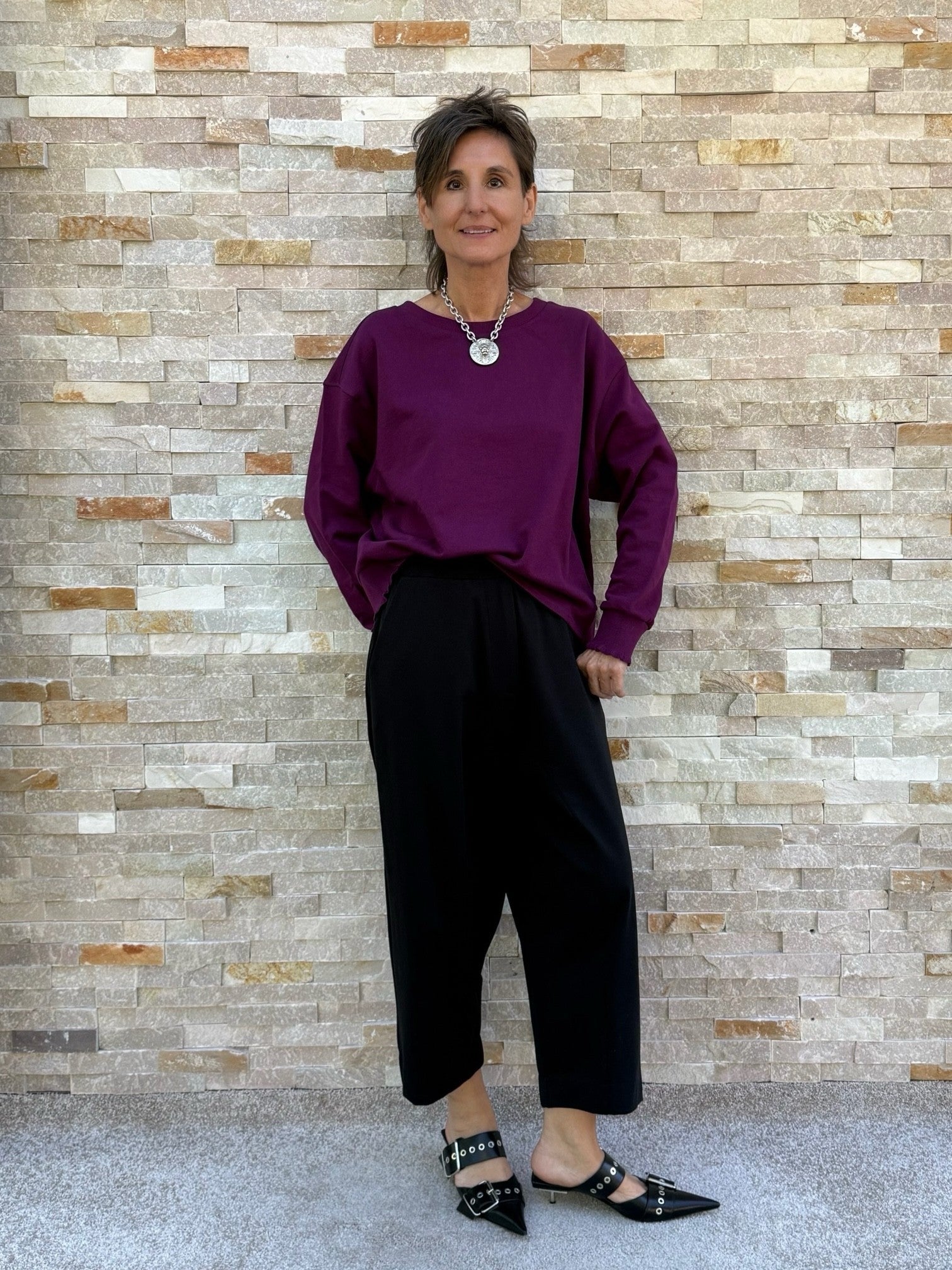 Sweatshirt mit Rüschendetail in Dark Purple