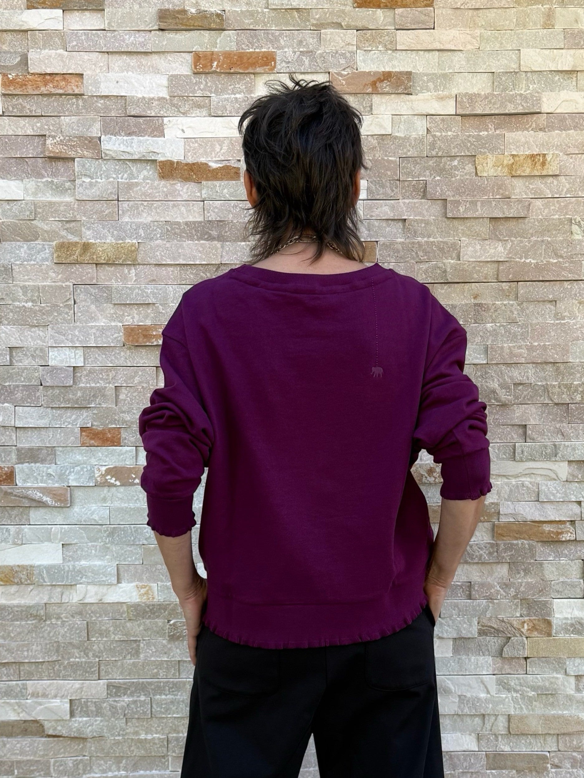 ROSE sweatshirt with ruffle detail in Dark Purple