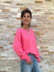 Sweatshirt ROSE mit Rüschendetail in Pink Lemonade