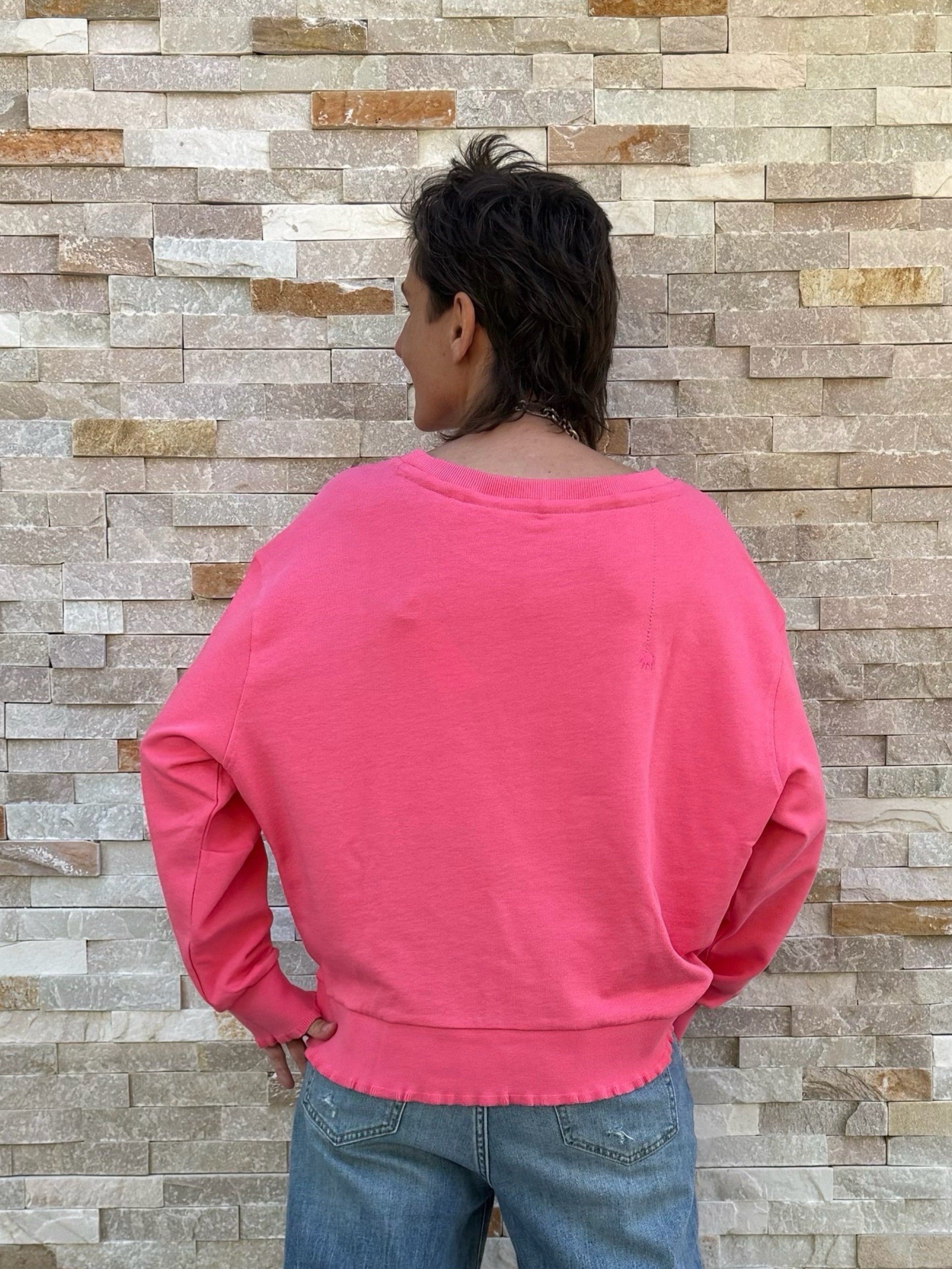 Sweatshirt ROSE mit Rüschendetail in Pink Lemonade