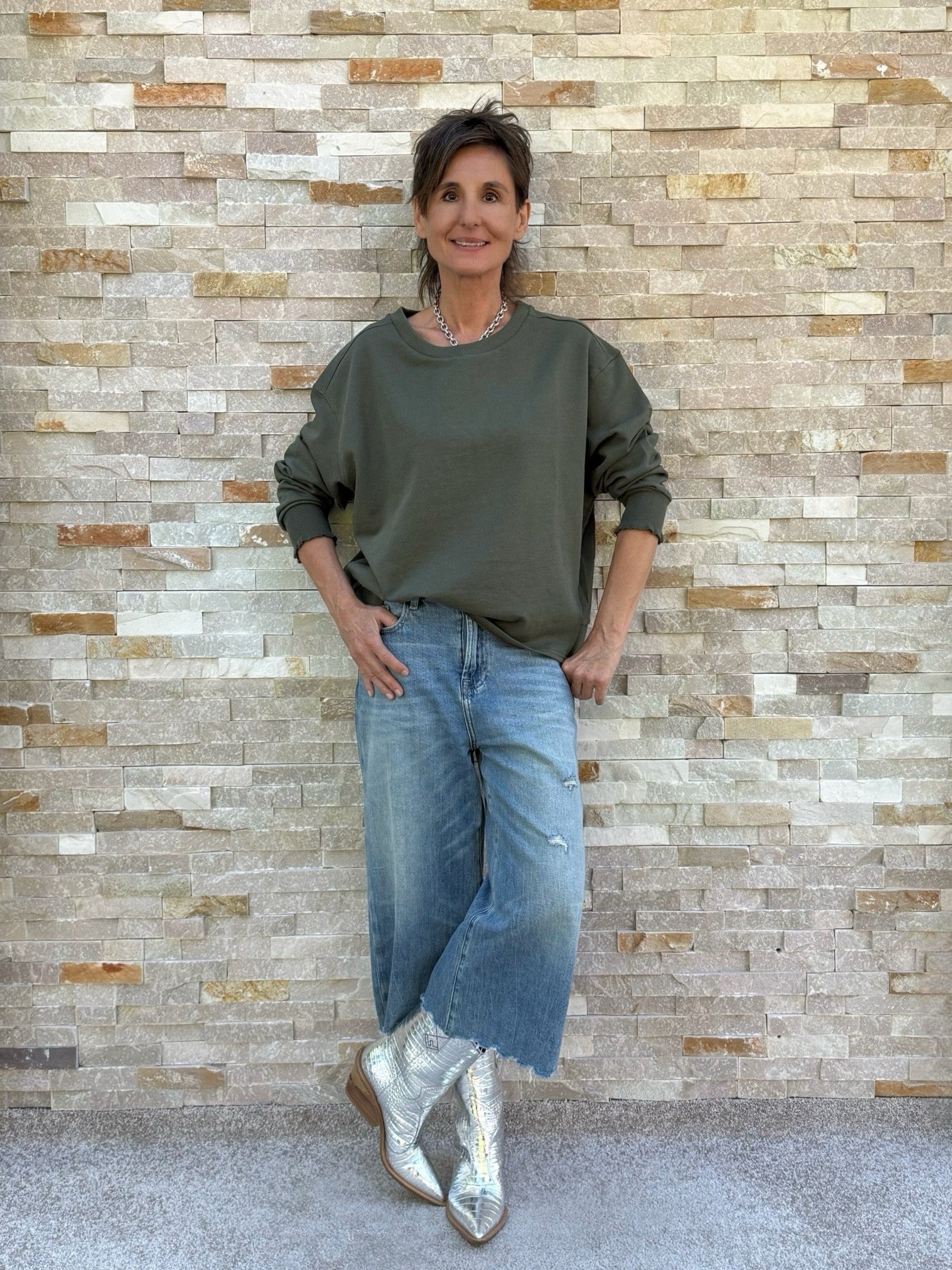 Sweatshirt mit Rüschendetail in Thyme