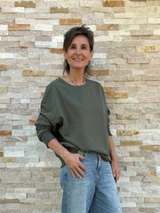 Sweatshirt ROSE mit Rüschendetail in Thyme