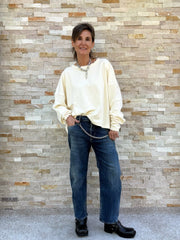 Sweatshirt VIOLA Rüschendetails in White Cap Gray