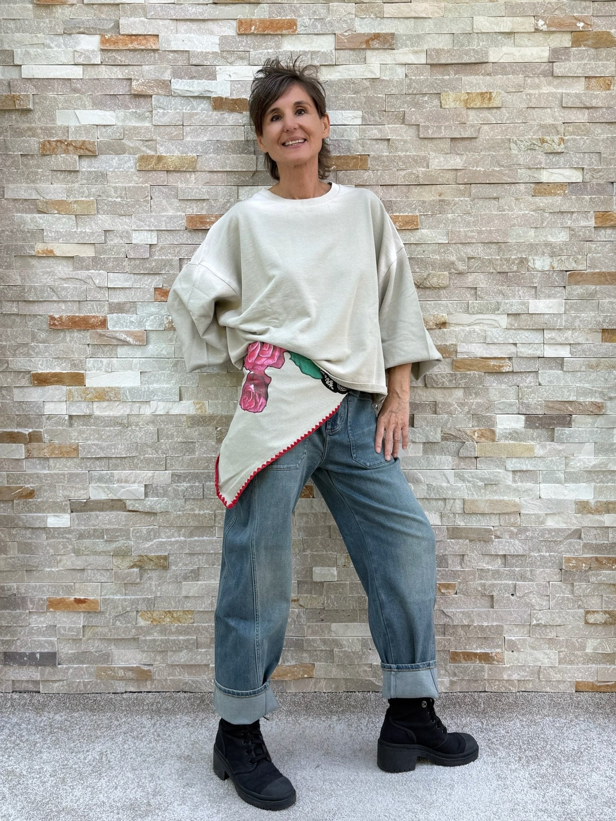Tuch KILA aus Sweatstoff mit Blumen-Druck