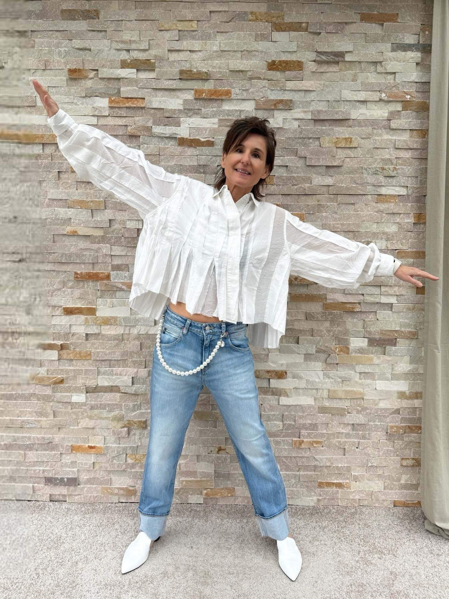 Bluse TINY mit Falten-/Plissee-Details Weiß