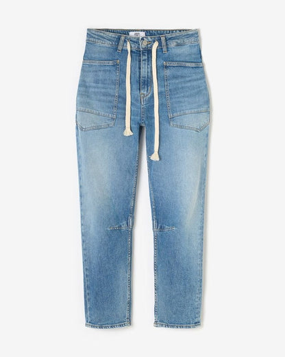 Jeans MADIE loose fit mit Kordel Middle Blue