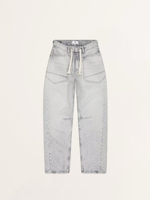Loose Fit Jeans MADIE with Drawstring in Light Grey