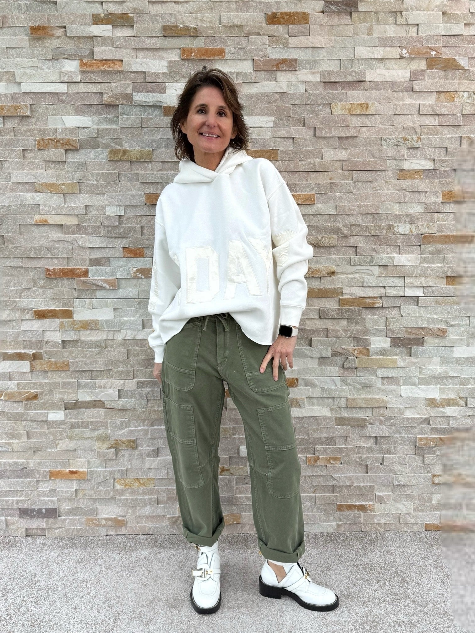 Loose Fit Jeans MADIE WORK in Pesto