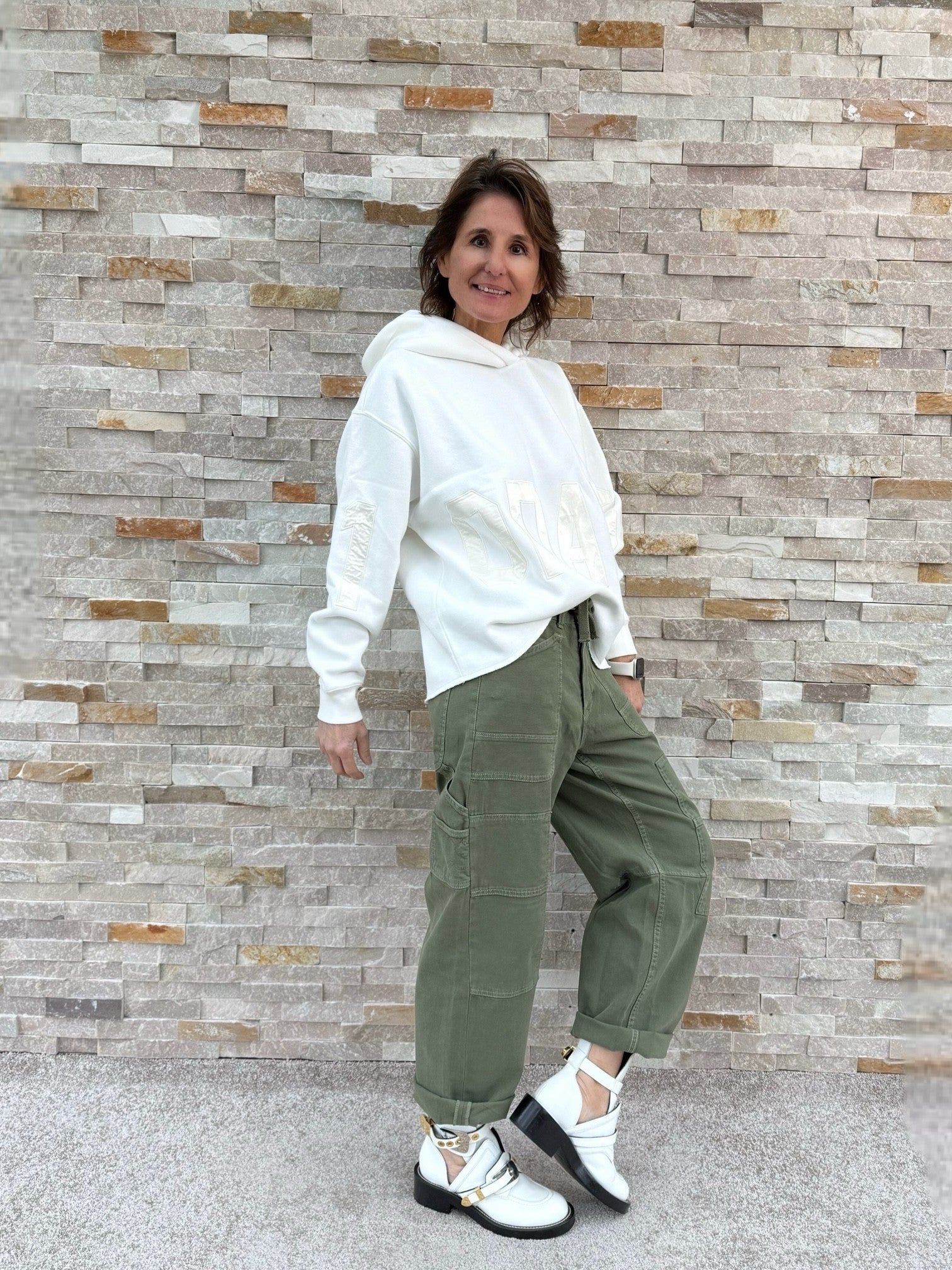 Loose Fit Jeans MADIE WORK in Pesto
