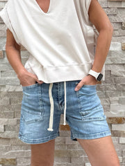 Jeans Shorts MADO mit Tunnelzug in Blue