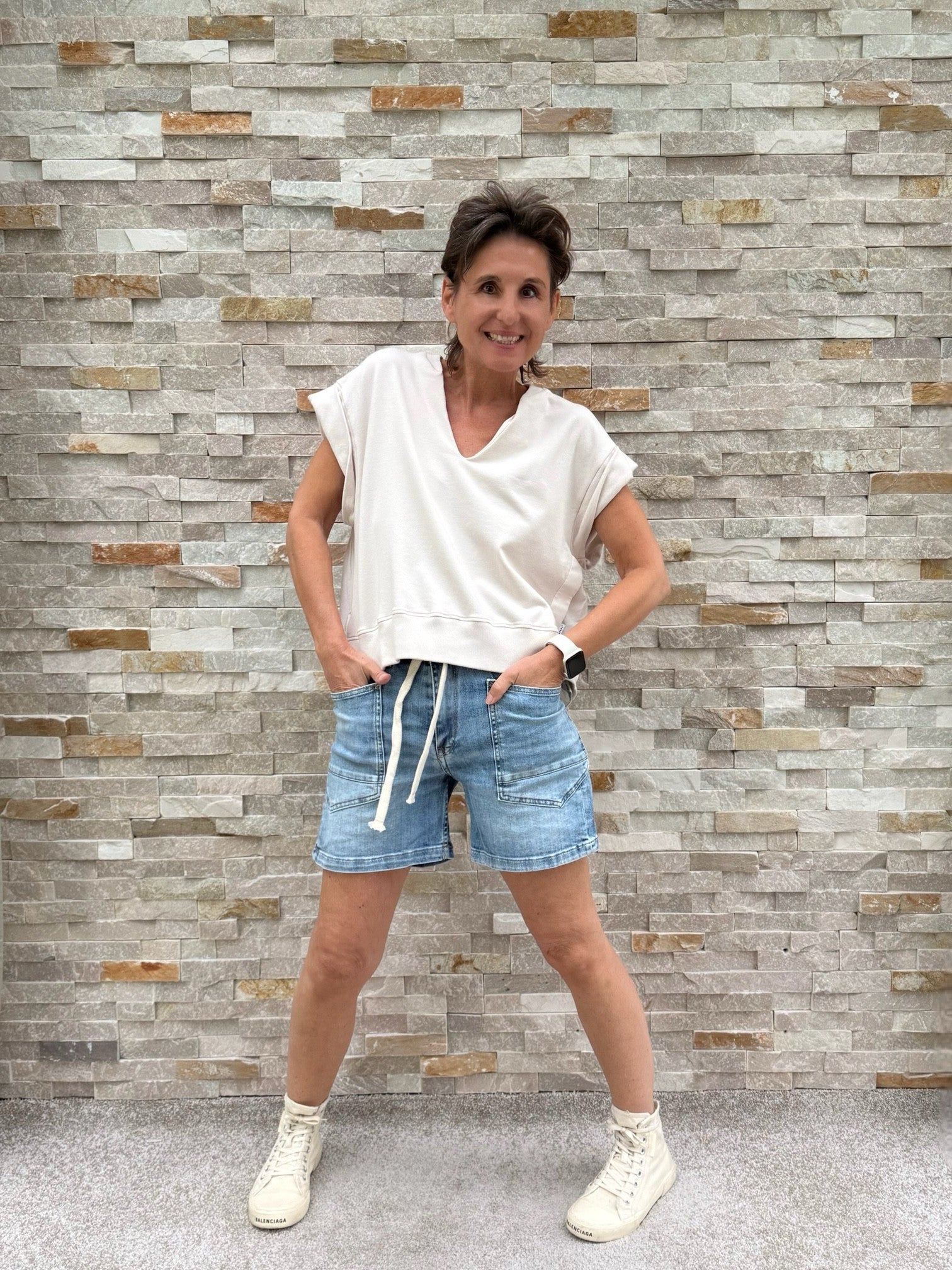 Jeans Shorts MADO mit Tunnelzug in Blue