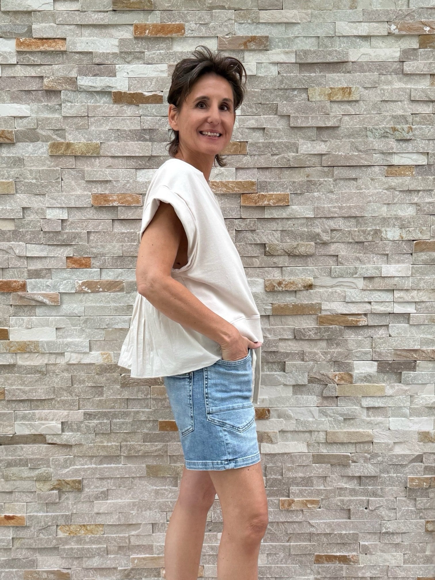 Jeans Shorts MADO mit Tunnelzug in Blue