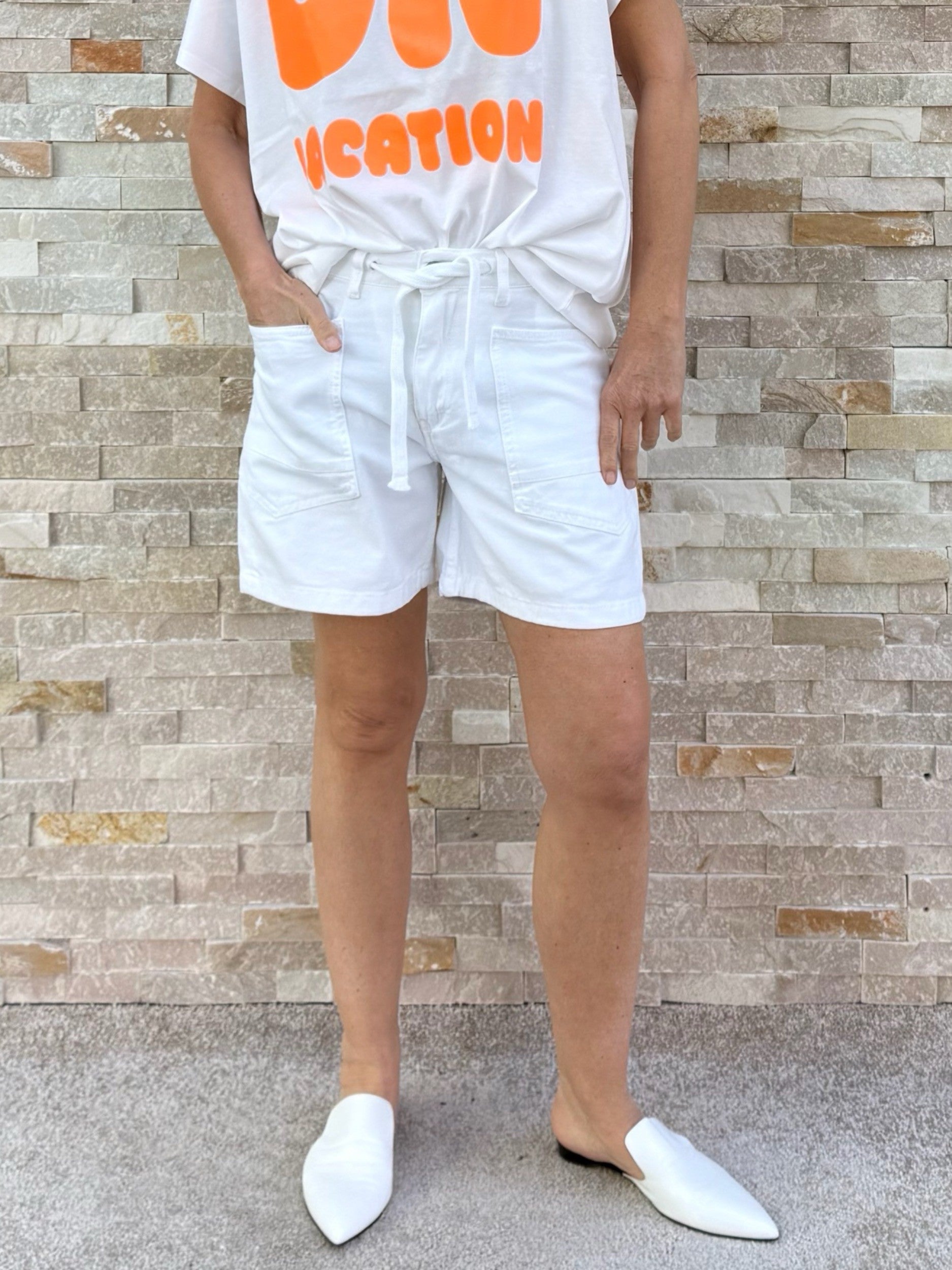 Jeans Shorts MADO mit Tunnelzug in Weiß