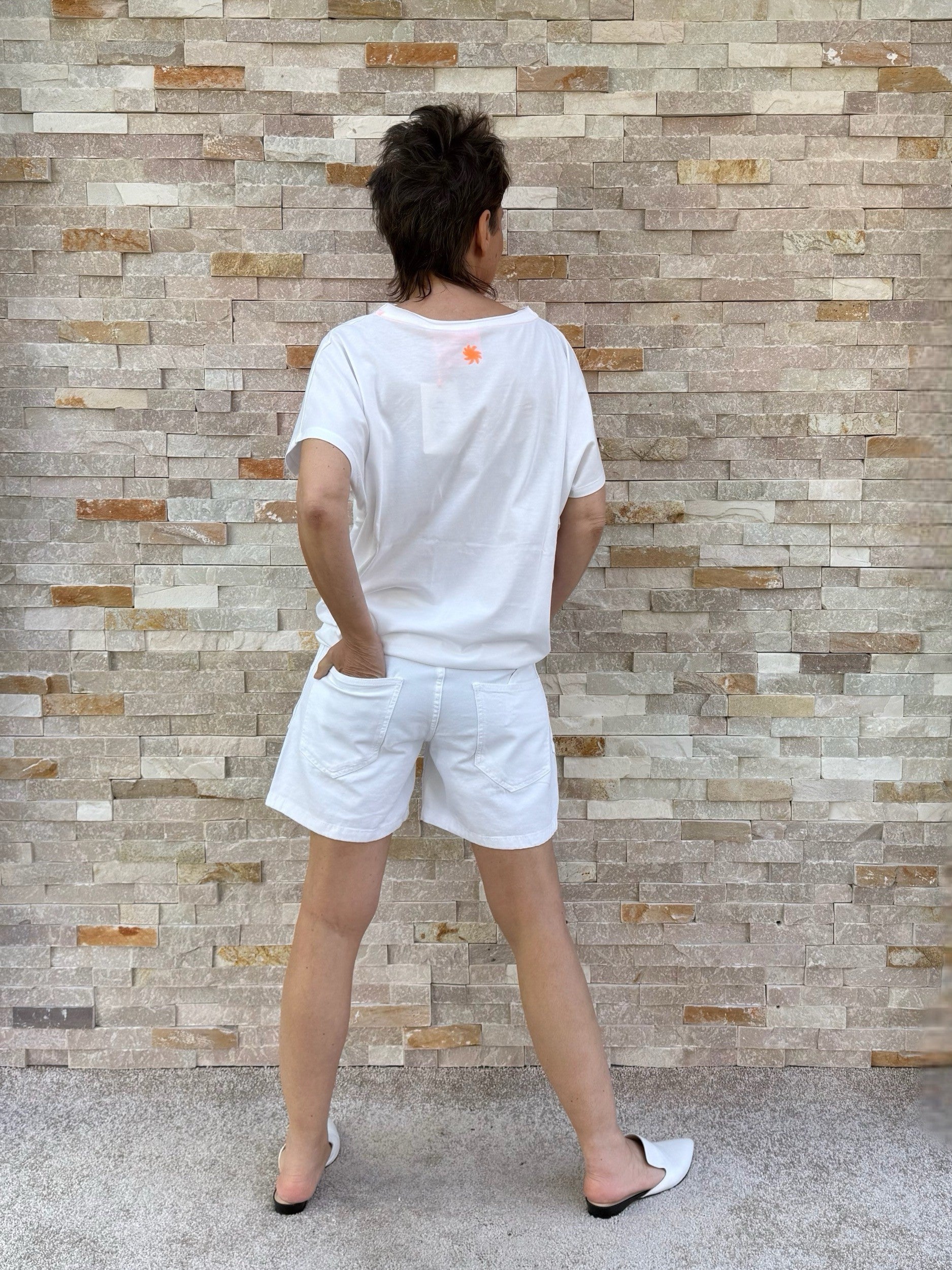 MADO Drawstring Denim Shorts in White
