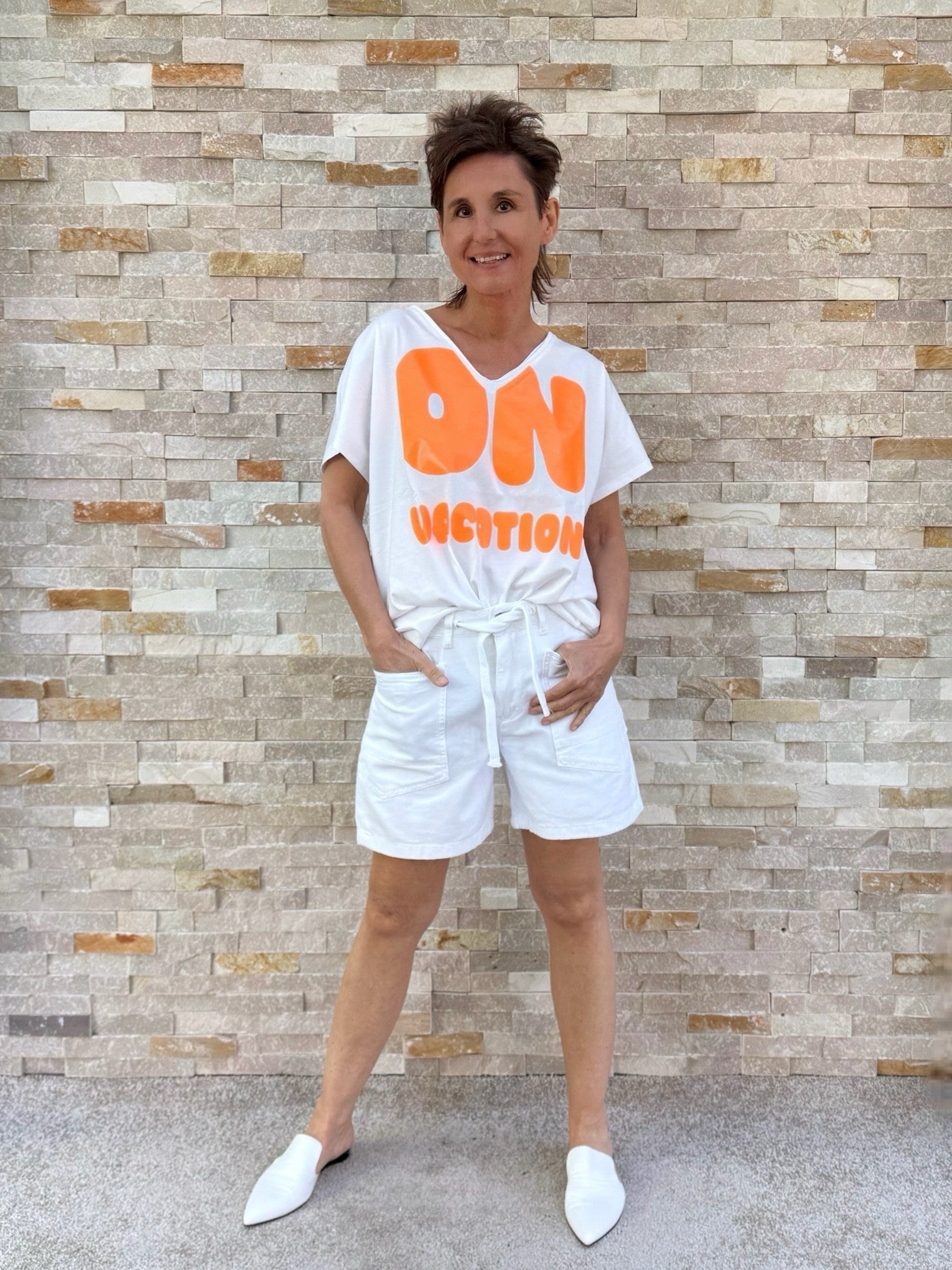 Jeans Shorts MADO mit Tunnelzug in Weiß