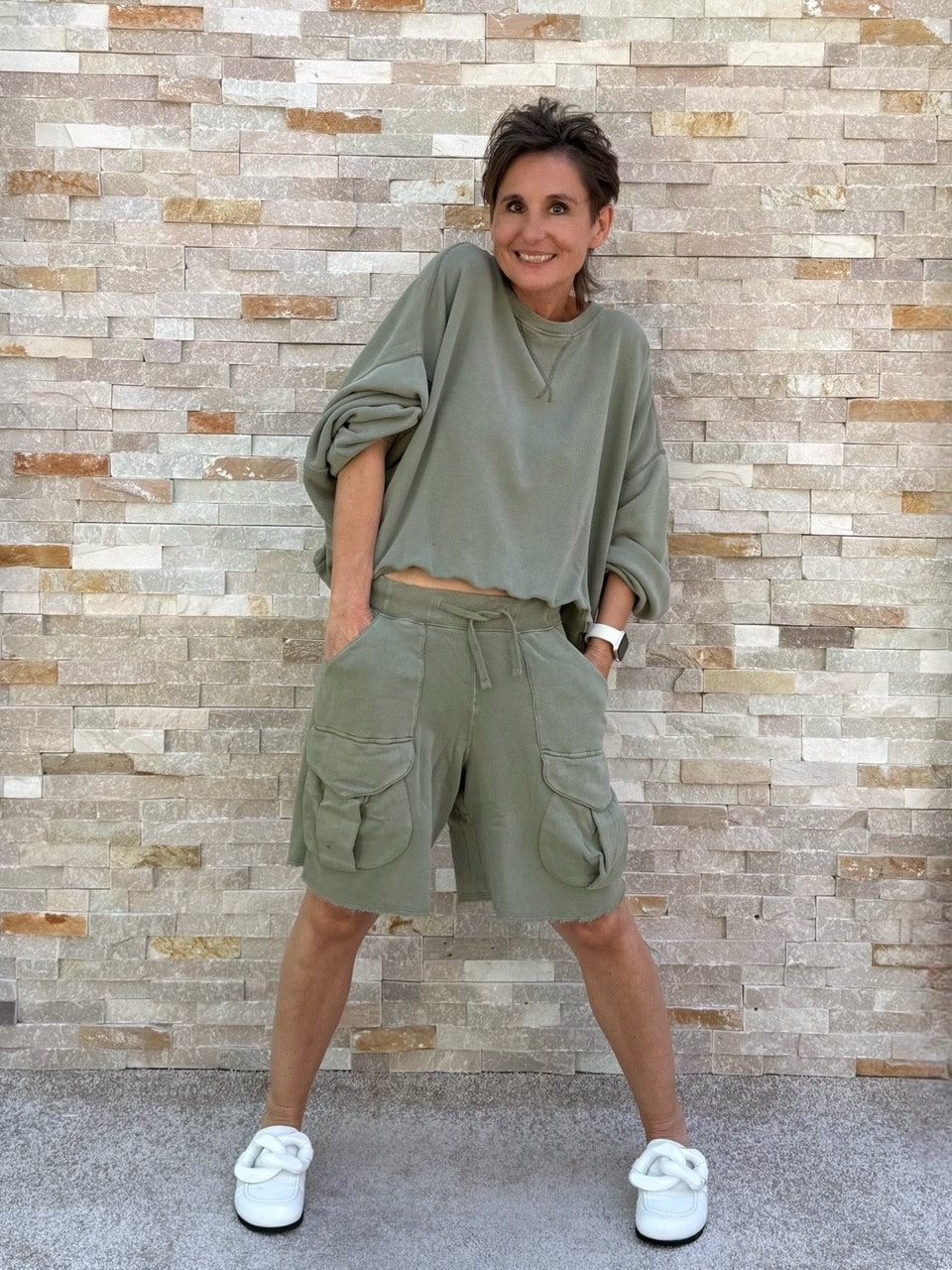 Sweat Cargo Shorts SAMOS vintage in olive