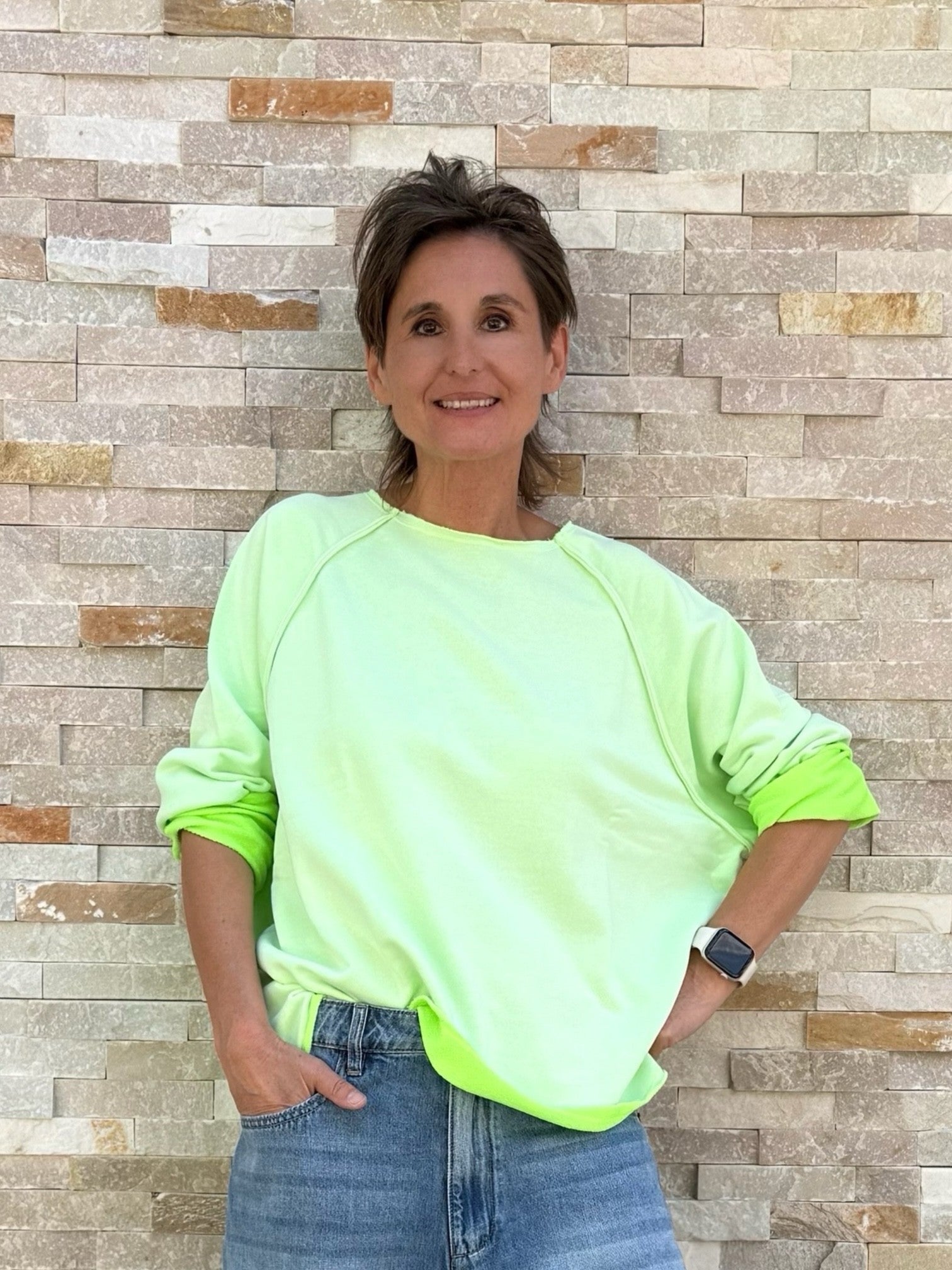 Oversized Sweatshirt FINE in Neon Grün