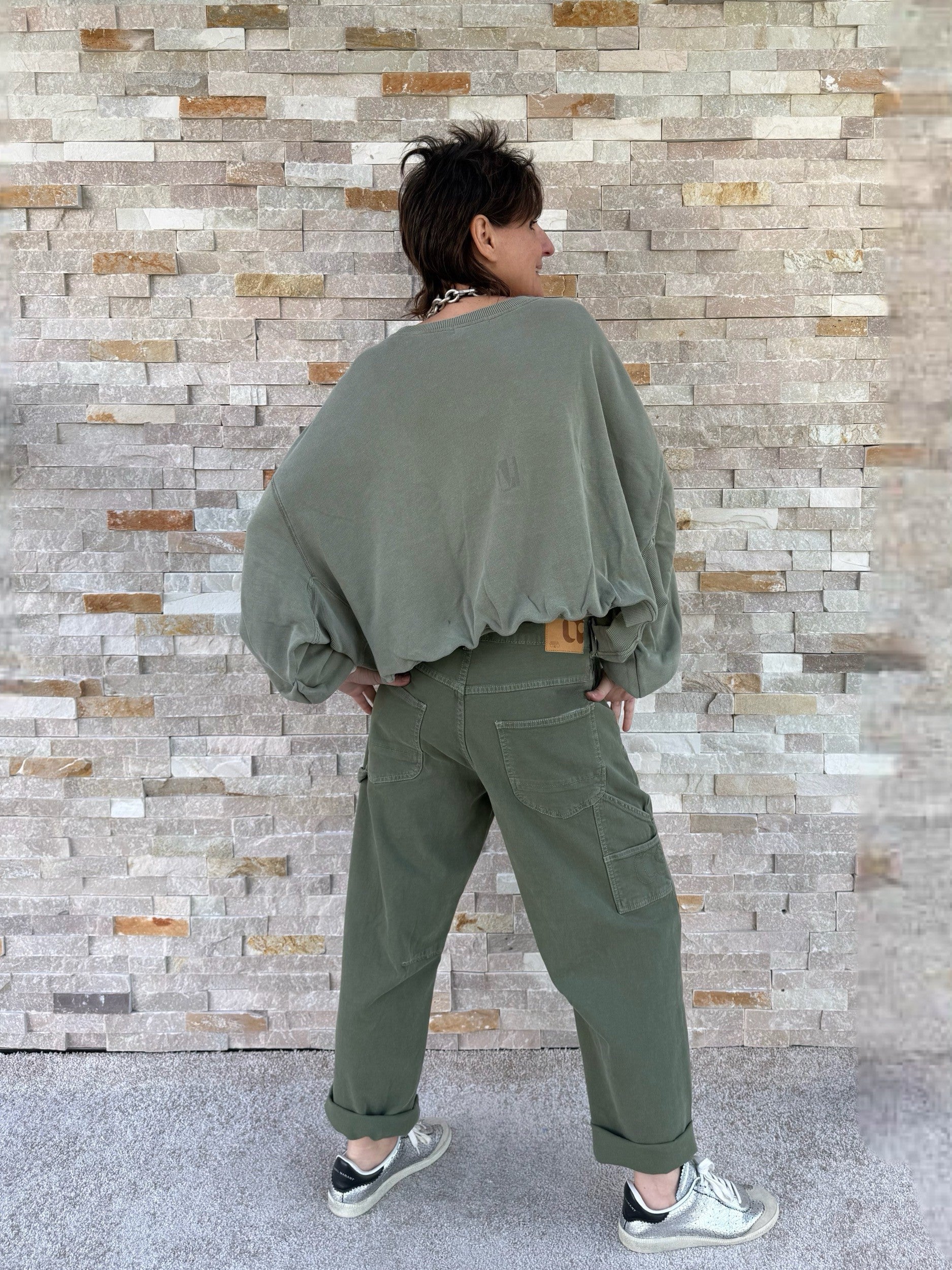 Loose Fit Jeans MADIE WORK in Pesto
