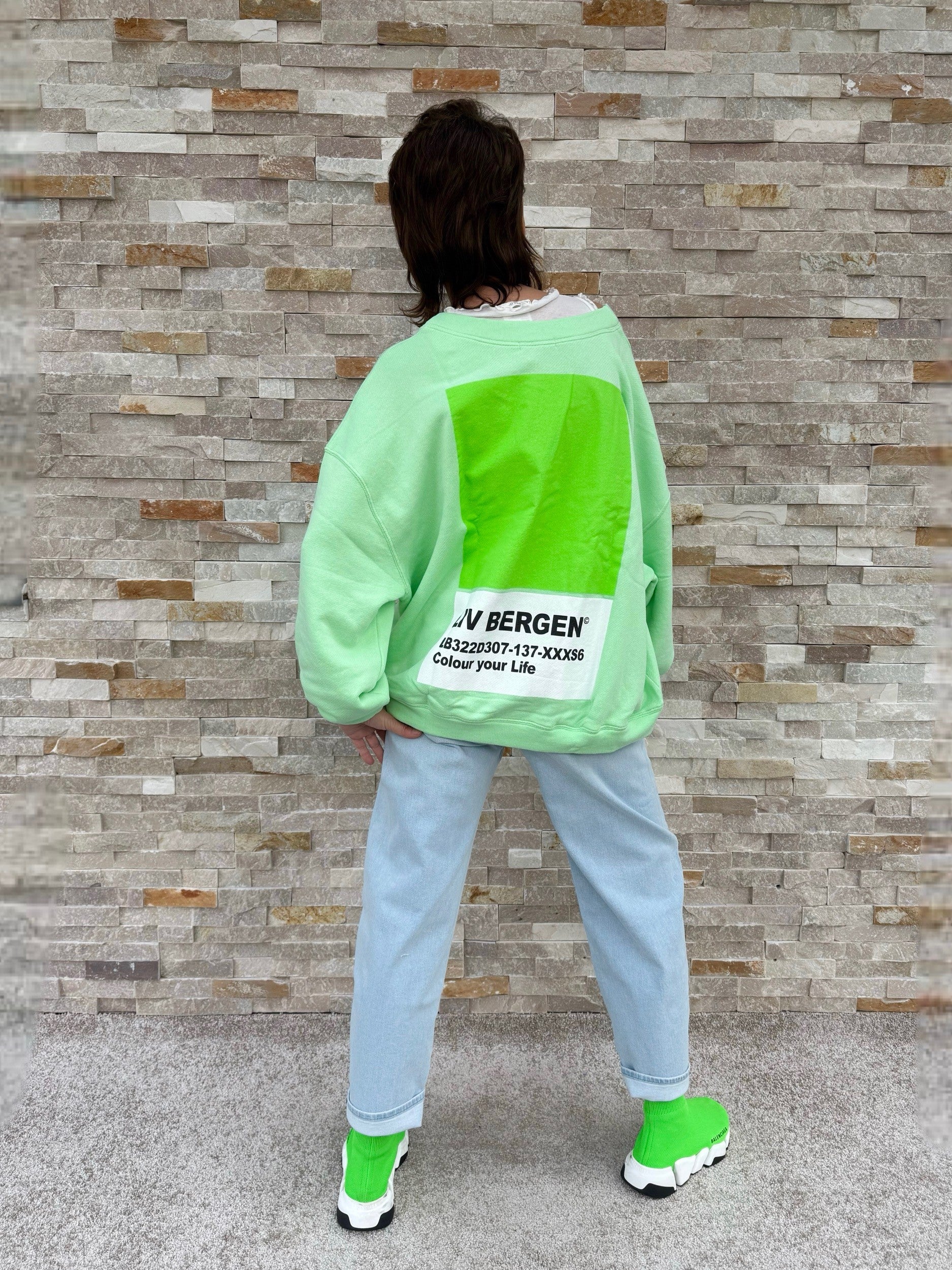 Oversized Sweatshirt SKY_SQUARE in Lime Punch