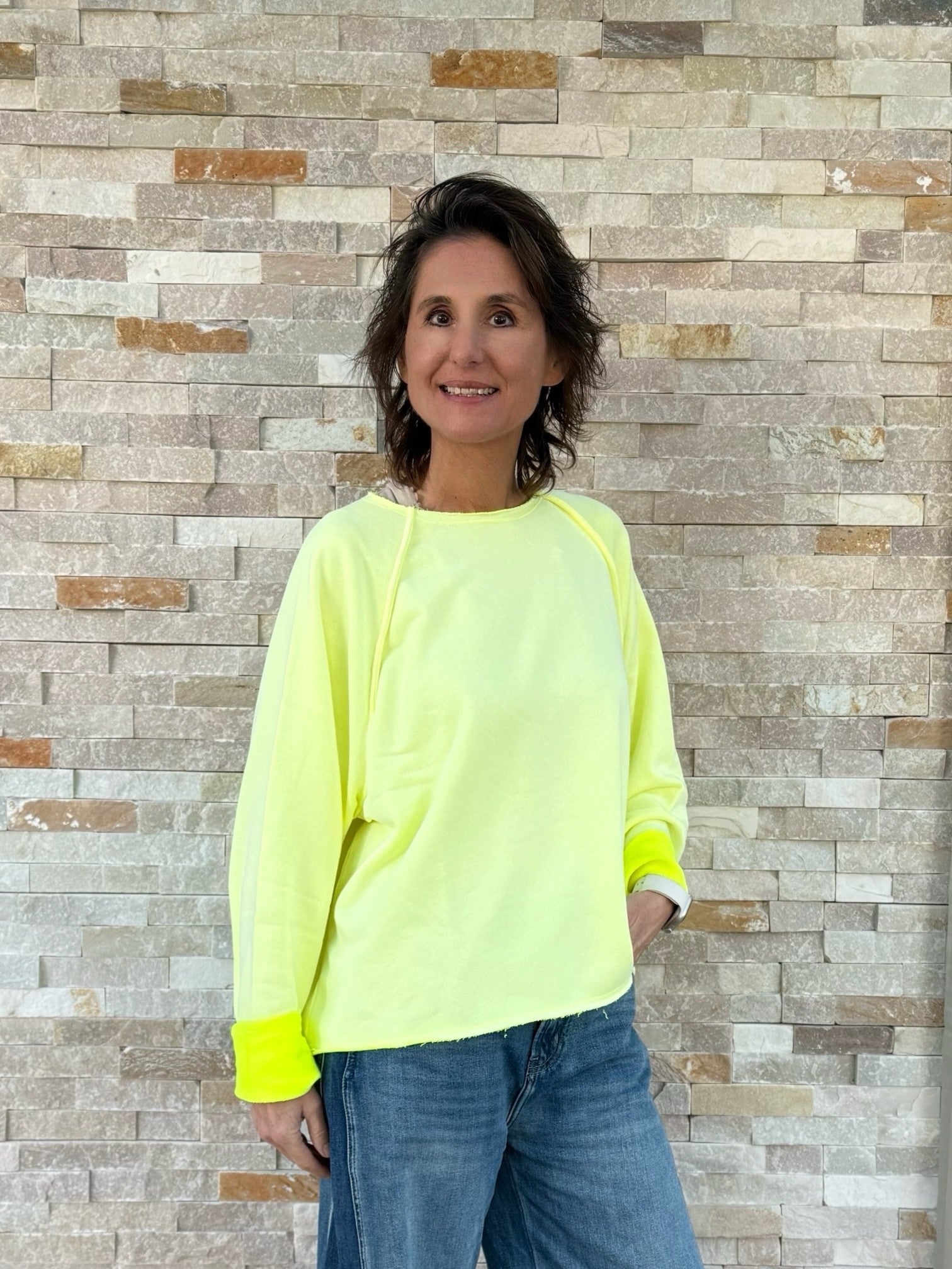 Oversized Sweatshirt FINE in Neon Gelb