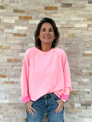Oversized Sweatshirt FINE in Neon Pink